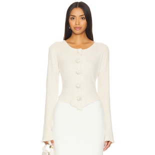 Bubish Rosette Knit Cardigan 象牙白 REVOLVE小众新款冬季保暖