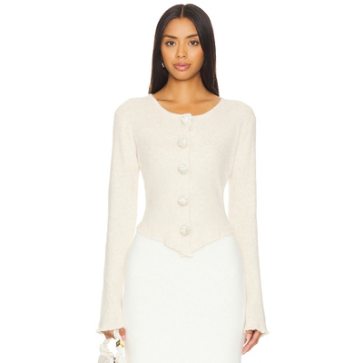 Bubish Rosette Knit Cardigan 象牙白 REVOLVE小众新款冬季保暖