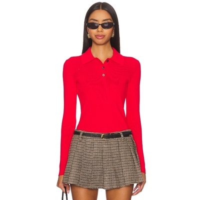 [圣诞穿搭]Solid & Striped 马球衫红色y2k辣妹风长袖上衣REVOLVE