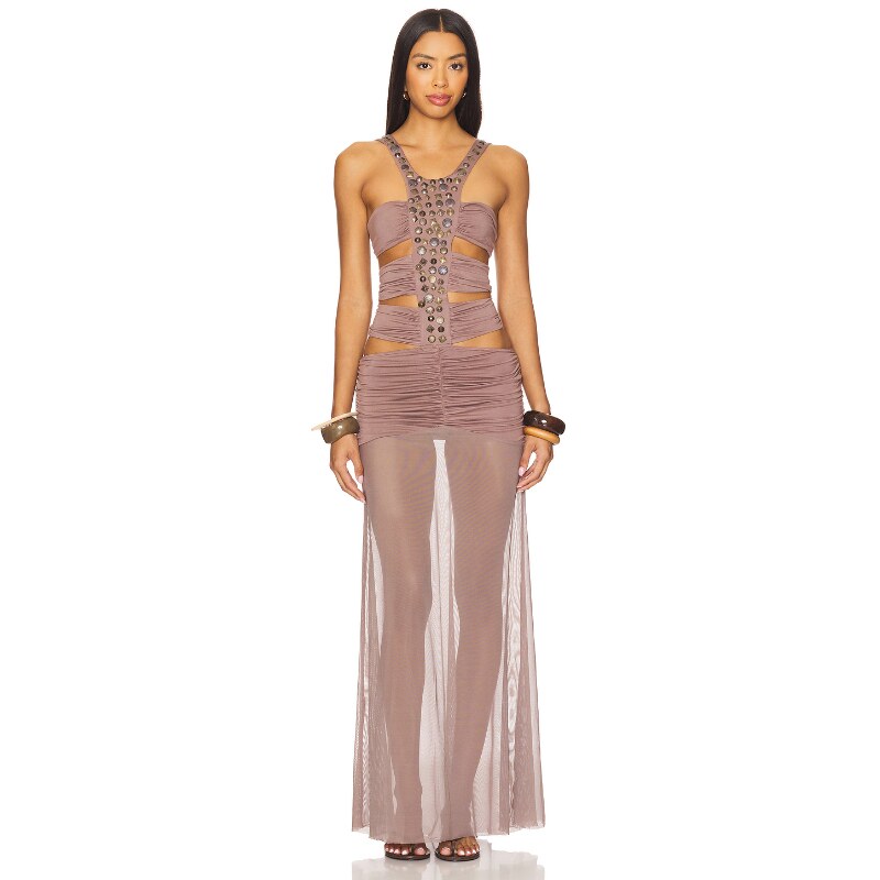 Jaded London HADASSA HAND-BEADED 连衣裙 紫色 2revolve小众新