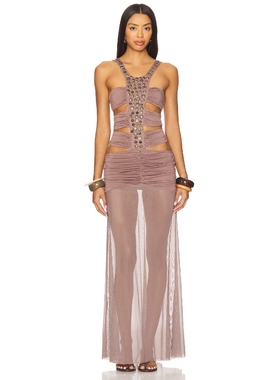 Jaded London HADASSA HAND-BEADED MAXI 裙子 紫色 Y2K辣妹风00s