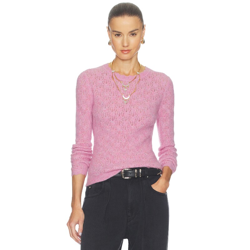 Isabel Marant Etoile粉色上衣镂空甜美风早秋新品毛衣REVOLVE