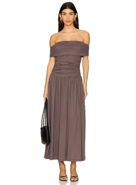 NIA Tammy 一字肩性感连衣裙女复古风显瘦长裙REVOLVE小众新款