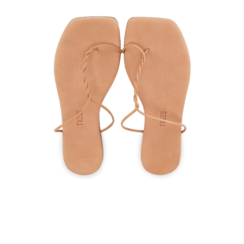 TKEES 细带缠绕夹趾拖鞋 棕黄色复古风凉鞋REVOLVE女鞋