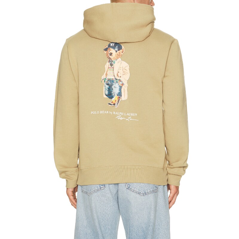 Polo Ralph Lauren卡其色卫衣印花连帽休闲宽松早秋新品REVOLVE