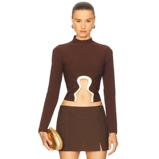 Cult Gaia 长袖 棕色性感 内搭 上装 REVOLVE小众 冬季