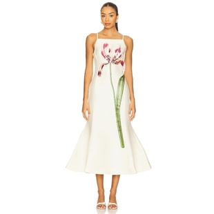 [冬季新品]LEO LIN REGINA 中长款连衣裙 白色 REVOLVE小众