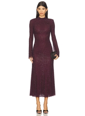 self-portrait DRESS 中长款连衣裙 紫色REVOLVE小众新款