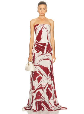 SILVIA TCHERASSI MURIEL 裙子 revolve小众新款 Burgundy,Beige