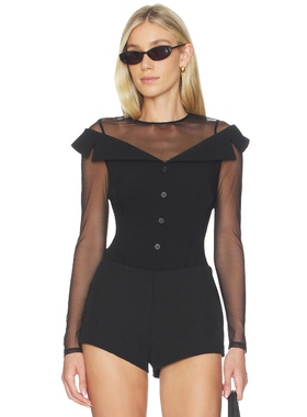 fleur du mal Off The Shoulder Blazer Bodysuit 黑色REVOLVE小
