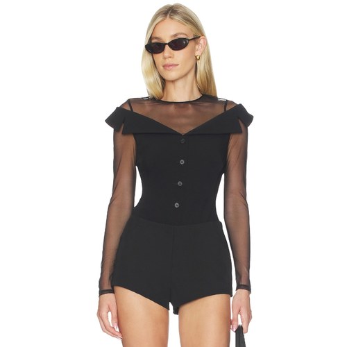 fleur du mal Off The Shoulder Blazer Bodysuit 黑色REVOLVE小