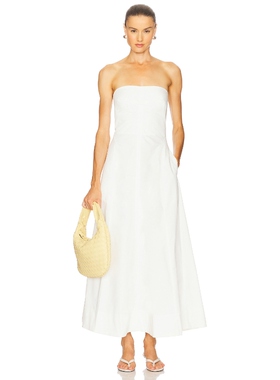St. Agni Sculpted Cotton Strapless Dress 白色REVOLVE小众新款