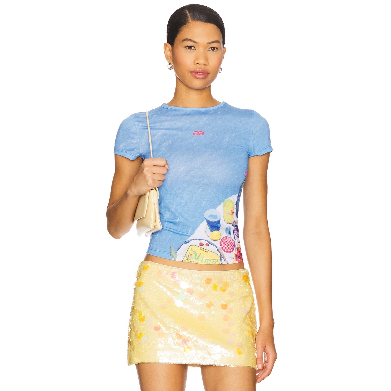 Mirae ALEX 短袖上装 蓝色 y2k辣妹风REVOLVE小众新款