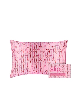 slip QUEEN PILLOWCASE丝绸女王枕套粉色蝴蝶结枕头套REVOLVE新款