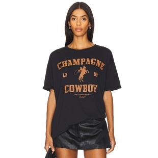 CHAMPAGNE COWBOY OVERSIZED The 黑色 Room T恤 y2k辣妹 Laundry