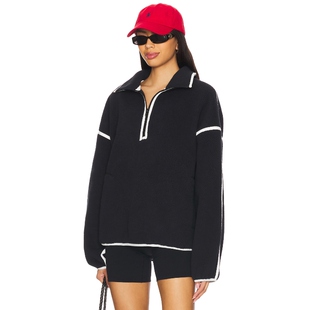 [冬季新品] WellBeing + BeingWell 半拉链黑色REVOLVE小众新款