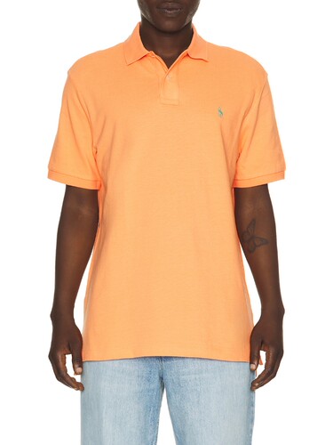 [早秋新品]Polo Ralph Lauren橙色T恤翻领纽扣通勤上衣REVOLVE