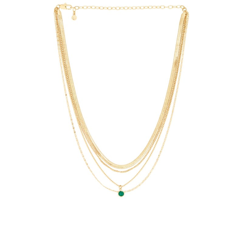 Ettika ALL THE CHAINS 层叠项链 绿色REVOLVE小众新款