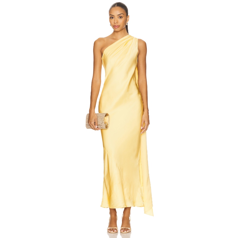 Alejandra Alonso Rojas One Shoulder Dress With Cape 黄色REVO
