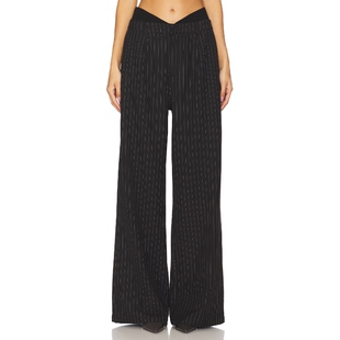 垂坠感直筒长裤 SNDYS黑色细条纹高腰阔腿裤 REVOLVE 店铺主推