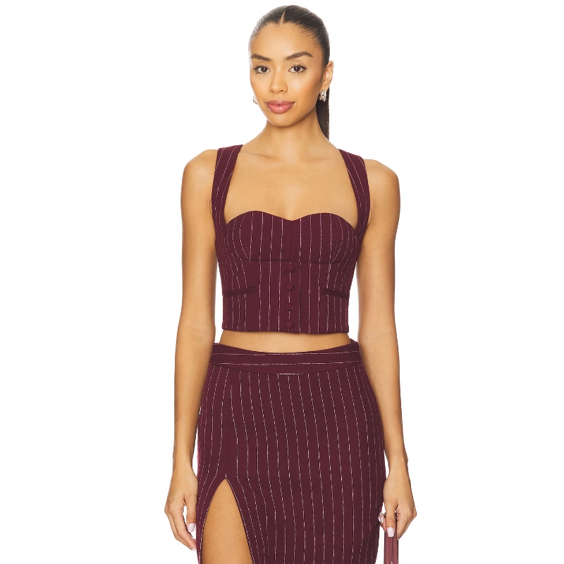 retrofete MONET 马甲 酒红色 y2k辣妹风REVOLVE小众新款