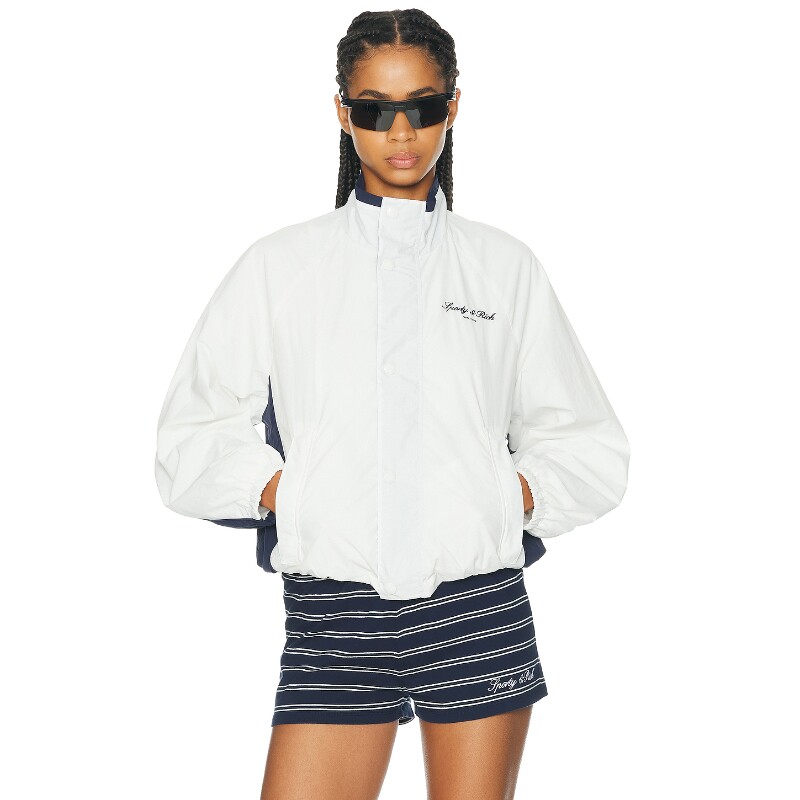 Sporty & Rich白色早秋新品夹克立领休闲宽松REVOLVE