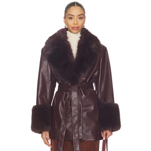 Fur Blazer Coat LAMARQUE 美式 Faux Burgundy 休闲风R Rosabella