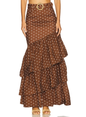 [冬季新品]Cara Cara PRIYA 长款半身裙 巧克力色REVOLVE小众新款