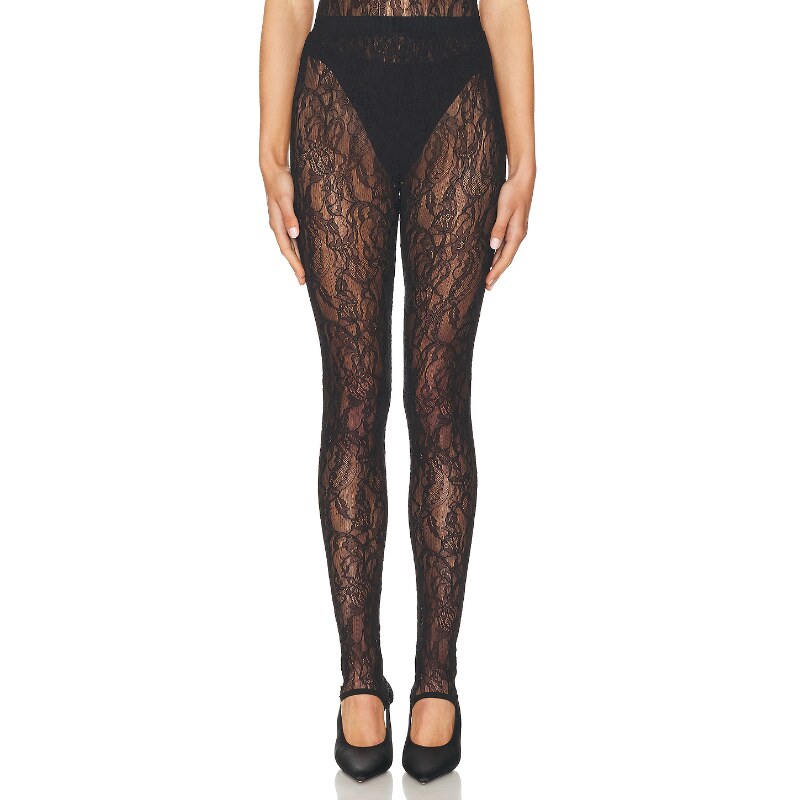 [春季新品]WARDROBE.NYC 打底裤 黑色 蕾丝 踩脚设计REVOLVE小众