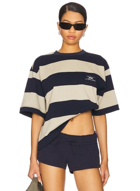 LIONESS 撞色条纹T恤宽松休闲短袖上衣美式复古风REVOLVE小众新款