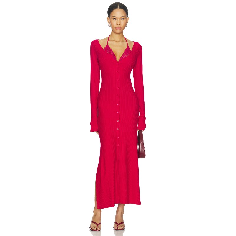 Vaillant 前开襟连衣裙 桃紅色REVOLVE小众新款