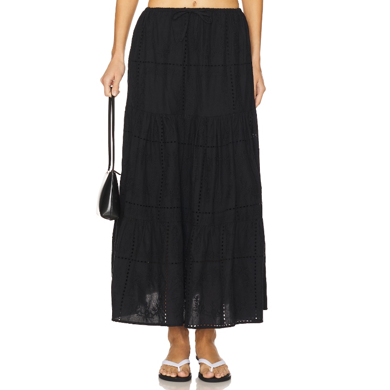 [冬季新品]WeWoreWhat Midi Pull On Skirt 黑色REVOLVE小众新款