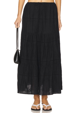 [夏季新品]WeWoreWhat Midi Pull On Skirt 黑色REVOLVE小众新款