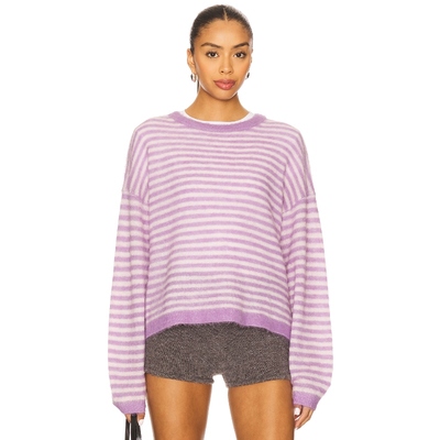 American Vintage 套头衫紫色条纹宽松针织毛衣REVOLVE小众新款