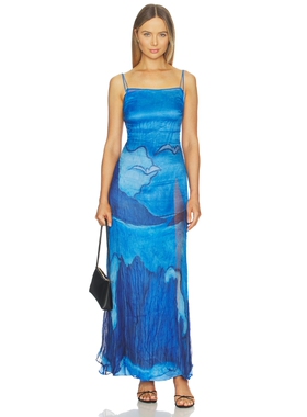 Donde Esteban Es Vedra Long Silk Dress revolve小众新款