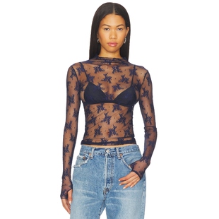 网布蕾丝上装 People Free 藏青色基础内搭REVOLVE新款 海外直邮