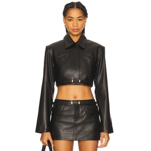 LAMARQUE 新品 GIA 夹克 休闲外套REVOLVE 黑色羊皮复古美式 春季