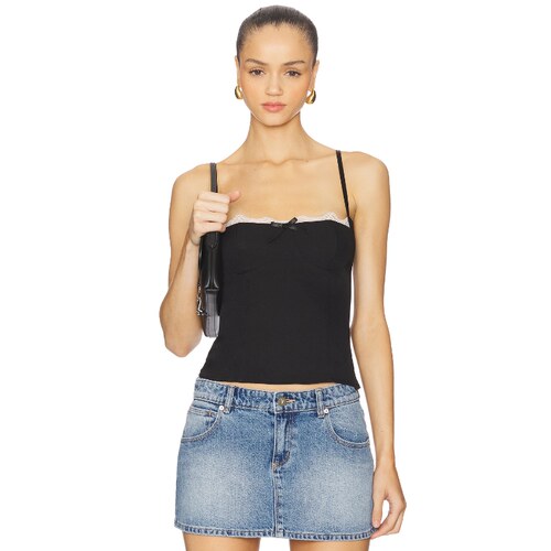 [春季新品]superdown蕾丝拼接吊带打底上装春季打底美式 REVOLVE