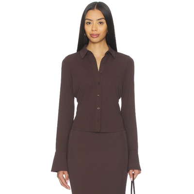 Good American 长袖衬衫 棕色 y2k辣妹风REVOLVE小众新款