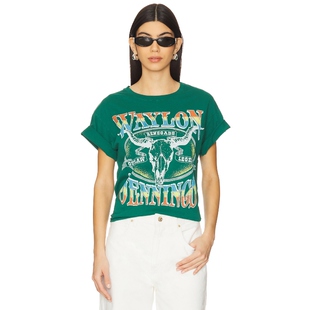 DAYDREAMER WAYLON JENNINGS OUTLAW LEGEND T恤 绿色 y2k辣妹风R