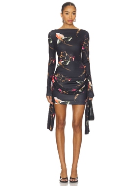 [冬季新品]LIONESS GLORY MINI 复古风黑底花卉连衣裙 REVOLVE