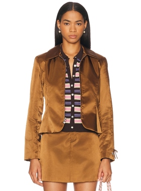 [冬季新品]Sandy Liang ANNECY 夹克 棕色 美式休闲风REVOLVE小众