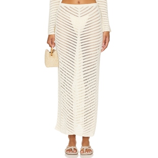 WINDSOR DEVON 新品 针织半身裙奶油色REVOLVE小众 冬季