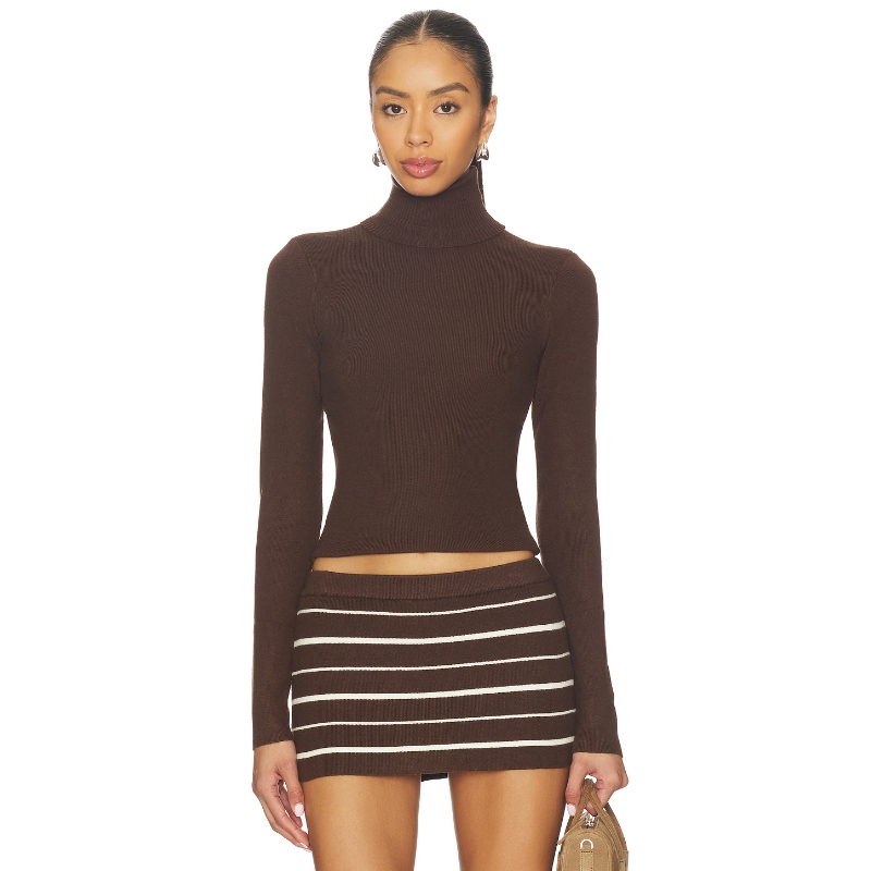 Frankies Bikinis SAMI CLOUD KNIT 上装 棕色REVOLVE小众新款