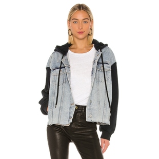 MILENA牛仔撞色风格 ALLSAINTS 新品 机车夹克REVOLVE 冬季