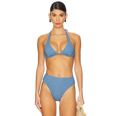 LSPACE ISA BIKINI 上装 蓝色REVOLVE小众新款