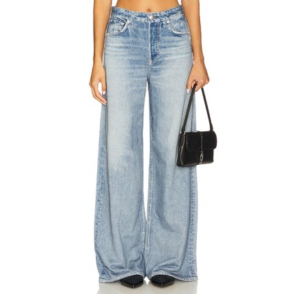 [冬季新品] Rag & Bone 美式风浅蓝色直筒牛仔裤阔腿长裤REVOLVE