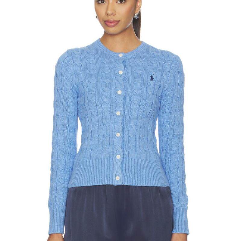 Polo Ralph Lauren早秋新品浅蓝上装通勤风修身针织衫REVOLVE