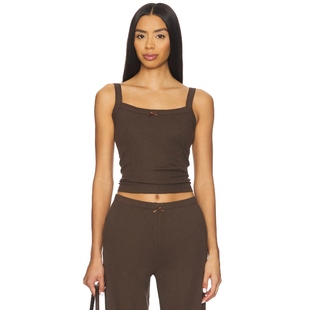 BOI y2k辣妹风REVOLVE小众新款 POINTELLE 棕色 小背心上装 RAT