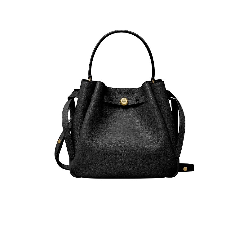 Tory Burch Romy水桶包荔枝纹牛皮单肩手提包通勤爆款黑色REVOLVE